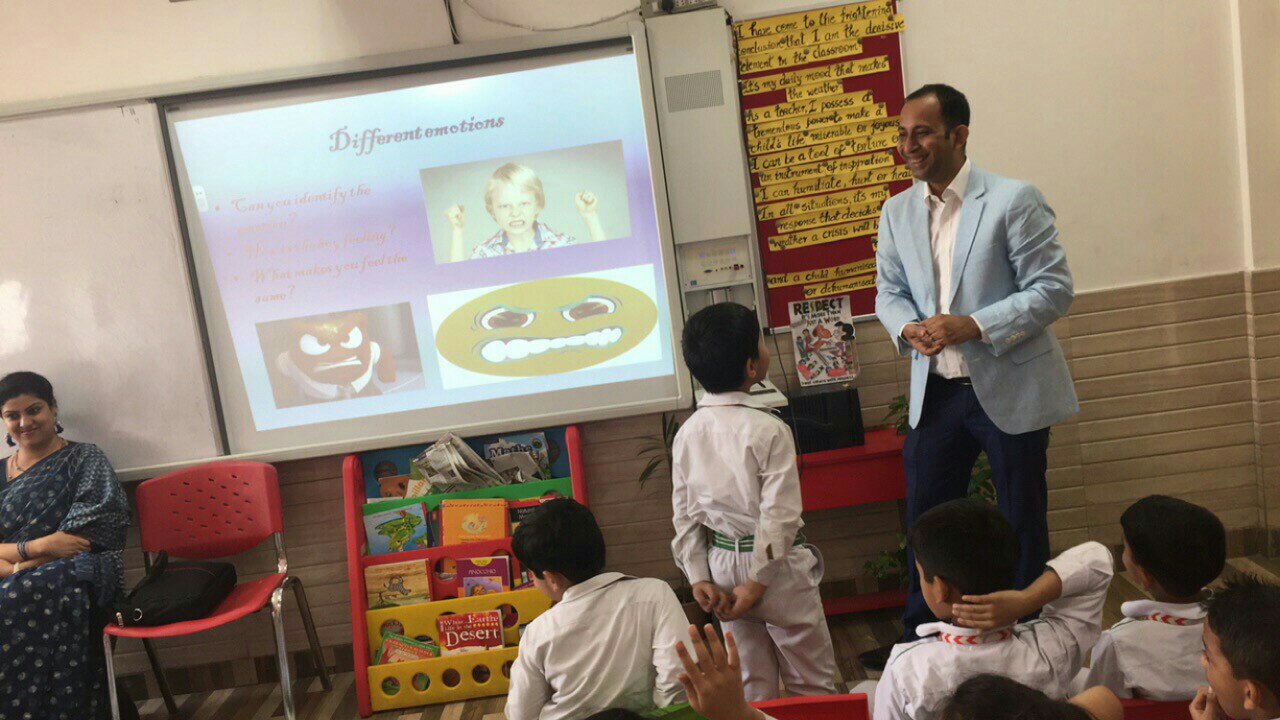 World Mental Health Day 2018: Youth & Mental Health in a Changing World! Starting early, Interacting with young minds about Peer Pressure, Bullying & more. Class1-5, IPC, Manav sthali school.