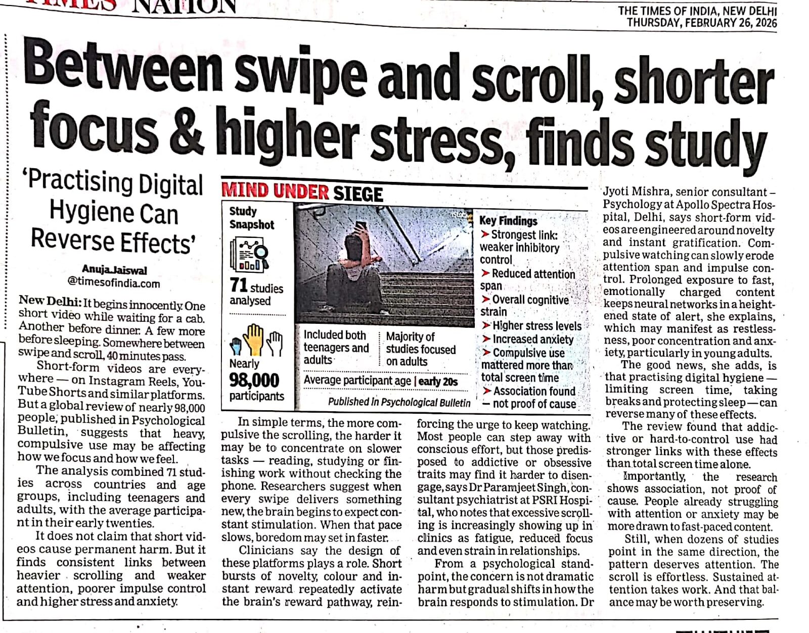 Impacts Focus and Stress